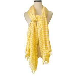 Altea Italian Cotton Yellow Gingham Scarf Wrap Cottagecore Semi Sheer Romantic
